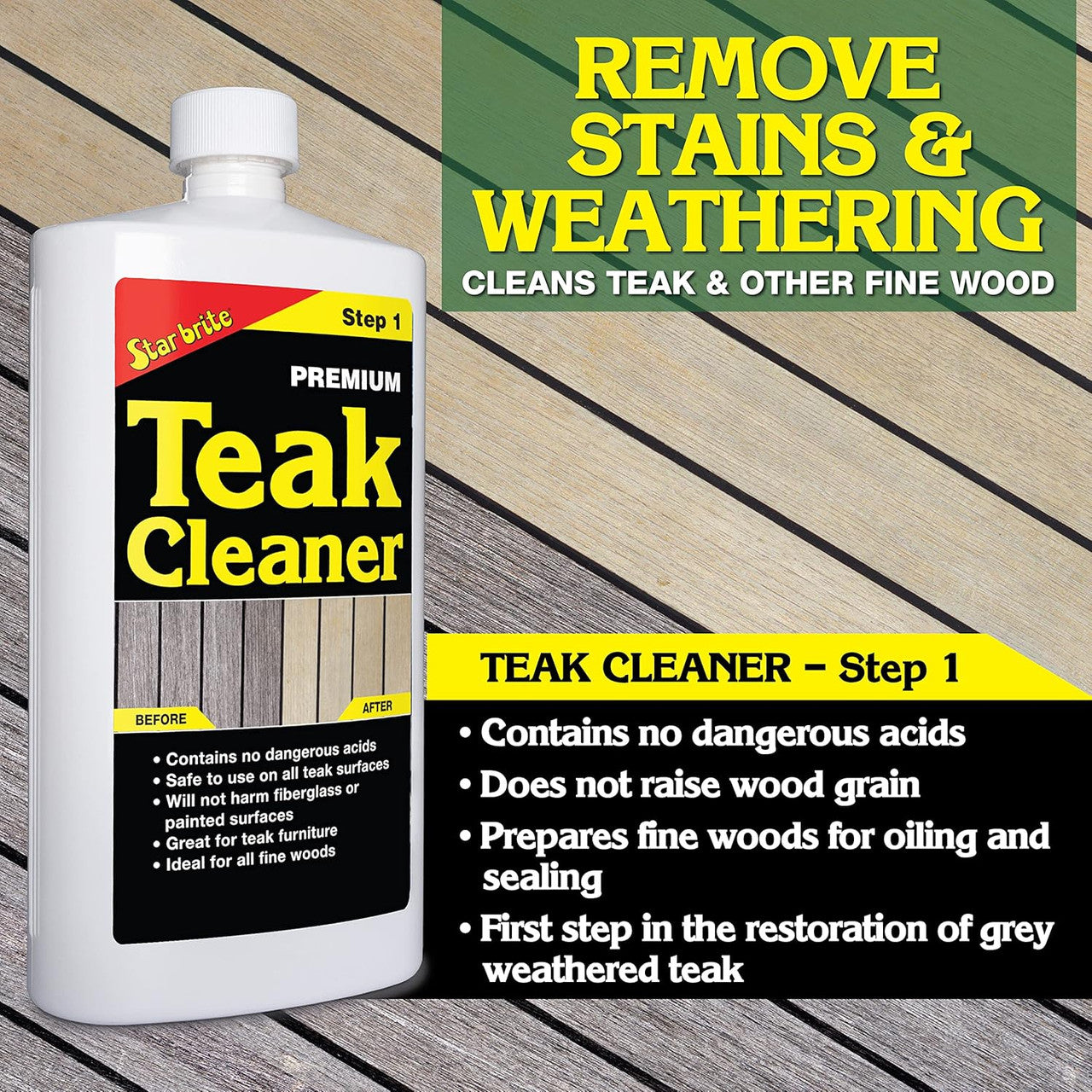 STAR BRITE Premium Outdoor Teak Cleaner 128 Ounce Gallon 081400N Restore, Renew