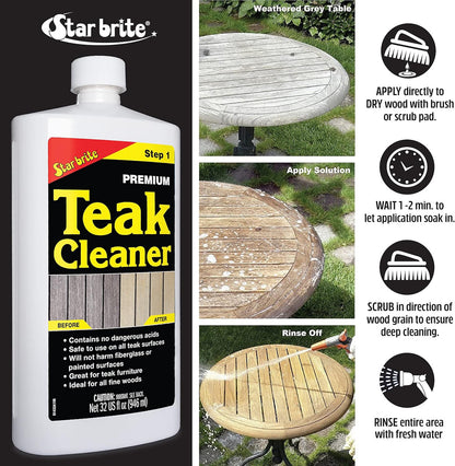STAR BRITE Premium Outdoor Teak Cleaner 128 Ounce Gallon 081400N Restore, Renew