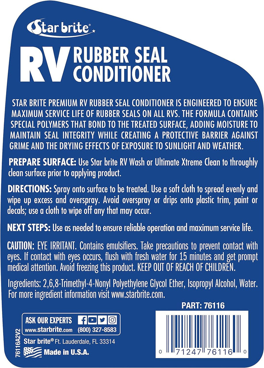 STAR BRITE Premium RV Rubber Seal Conditioner Spray - Protect & Prolong Seals From UV Damage & Cracking - Reduce Friction & Slide Out Sticking - Easy to Apply - 16 Ounce (076116)