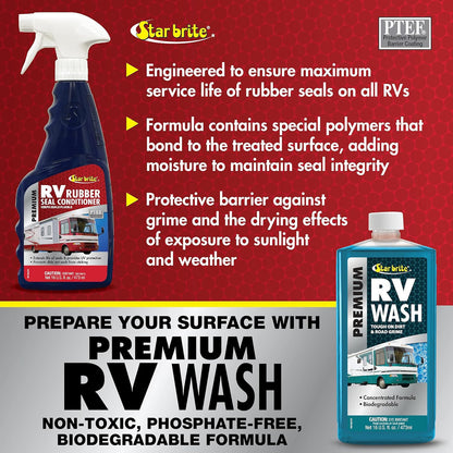 STAR BRITE Premium RV Rubber Seal Conditioner Spray - Protect & Prolong Seals From UV Damage & Cracking - Reduce Friction & Slide Out Sticking - Easy to Apply - 16 Ounce (076116)