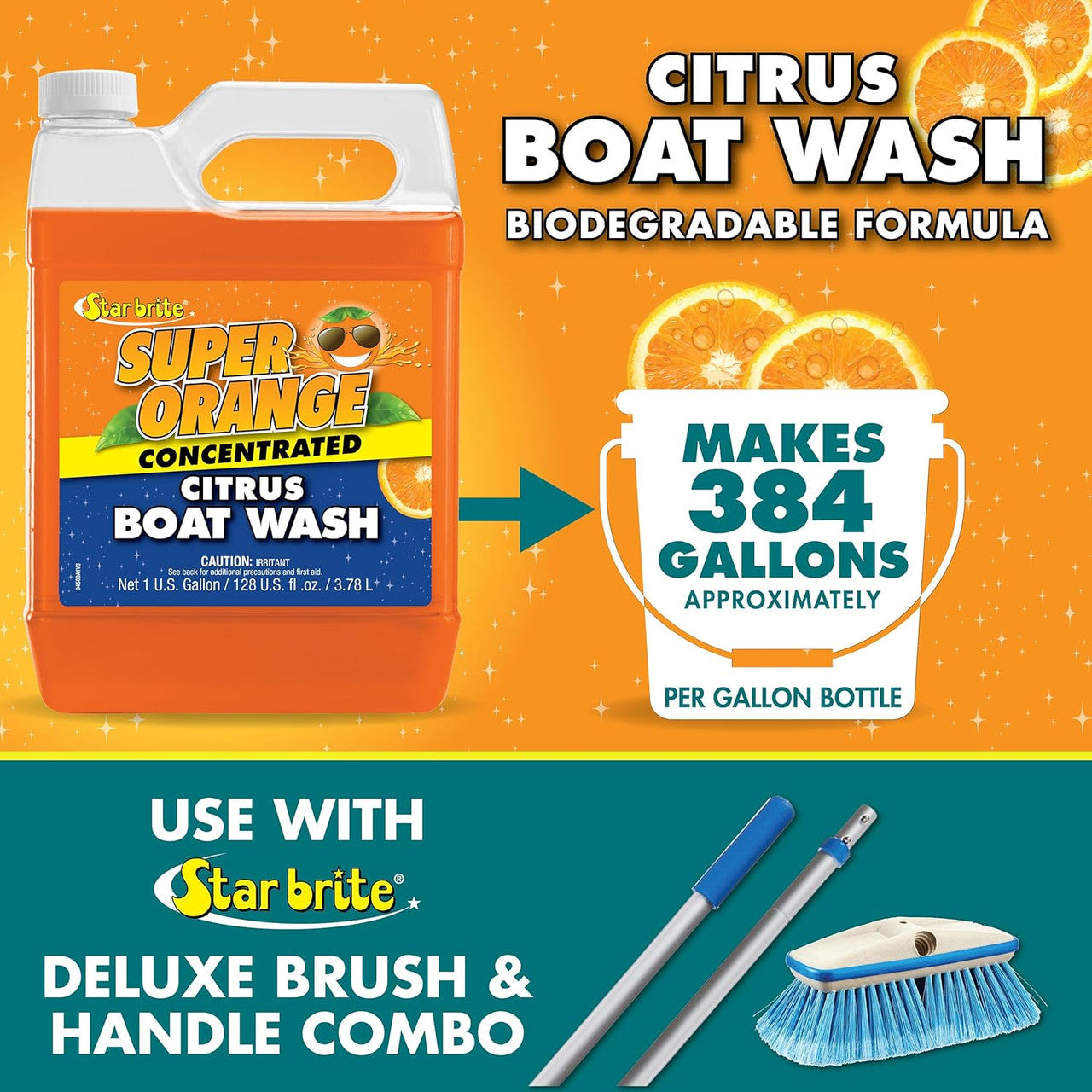 Star Brite Super Orange Citrus Boat Wash All-Purpose 1 Gallon Polish Gel 094500