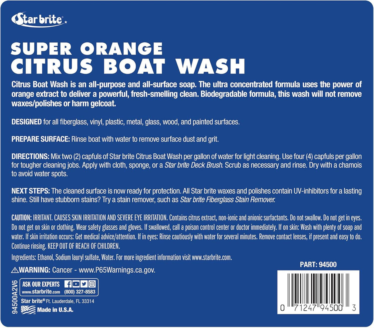 Star Brite Super Orange Citrus Boat Wash All-Purpose 1 Gallon Polish Gel 094500