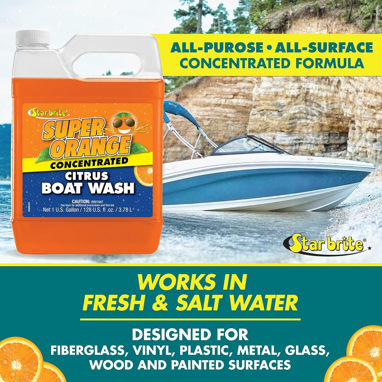 Star Brite Super Orange Citrus Boat Wash All-Purpose 1 Gallon Polish Gel 094500
