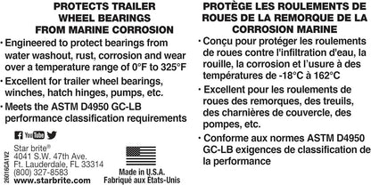 StarBrite Trailer Wheel Bearing Grease NLG#2 - Advanced Marine-Grade Protection Against Rust, Corrosion & Water Washout