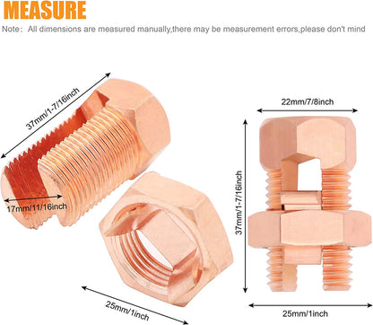 BEST CONNECTIONS 10 Pcs High Strength Copper Split Bolt Connectors 4 Gauge to 8 Gauge Solid Wire