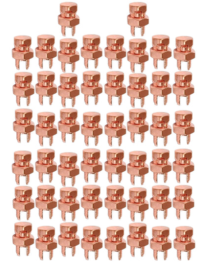 BEST CONNECTIONS 100 Pcs High Strength Copper Split Bolt Connectors 4 Gauge to 8 Gauge Solid Wire