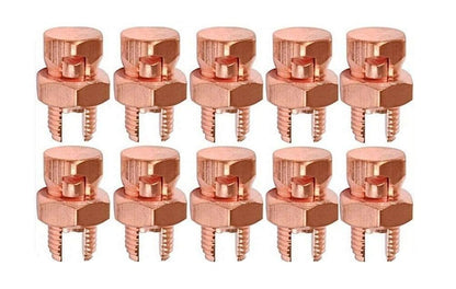 BEST CONNECTIONS 10 Pcs High Strength Copper Split Bolt Connectors 4 Gauge to 8 Gauge Solid Wire