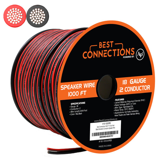 Audiopipe 18 Gauge 1000 Feet Red Black Speaker Wire Stranded Copper Clad CCA Power Ground