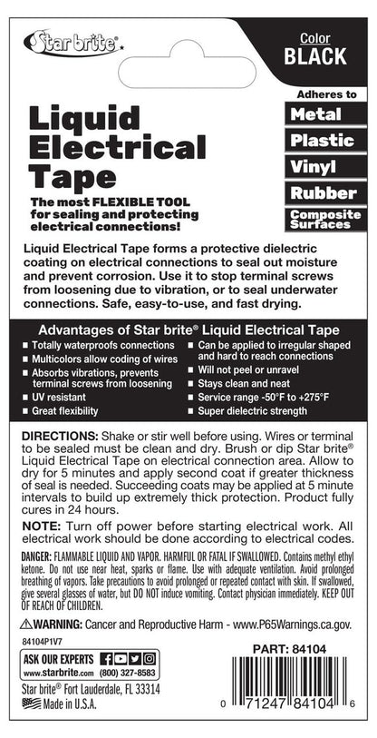StarBrite 2 Pack Liquid Electrical Tape, Black - 4 OZ Can with Applicator Brush - Waterproof, UV-Resistant, Dielectric Sealant for Wires & Cables, Marine & Home Use