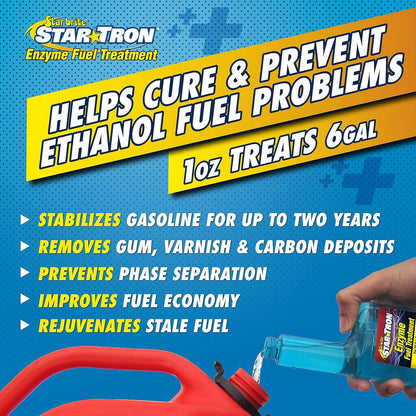 StarBrite 2 Pack Star Tron Enzyme Fuel Treatment SEF Gasoline Formula - 1 oz Treats 6 Gallons - 32 Oz.