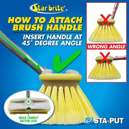 StarBrite 8-Inch Medium & Soft Wash Brush Head Combo - Premium Boat Deck Cleaning Brush - Extend-A-Brush Compatible - High-Density Star Prene Fibers
