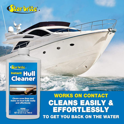 StarBrite Instant Hull Cleaner - Easily Remove Stains, Scum Lines & Grime for Boat Hulls, Fiberglass, Plastic & Painted Surfaces - Wipe On, Rinse Off Formula 32 Oz - 2 Pack