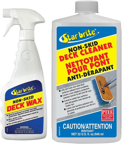 StarBrite Non-Skid Deck Cleaner 32 oz & Wax Spray 16 oz Combo - Essential Boat Deck Protectant & Wax for Non-Slip, Stain, & UV Damage Protection - Ideal Marine Decks