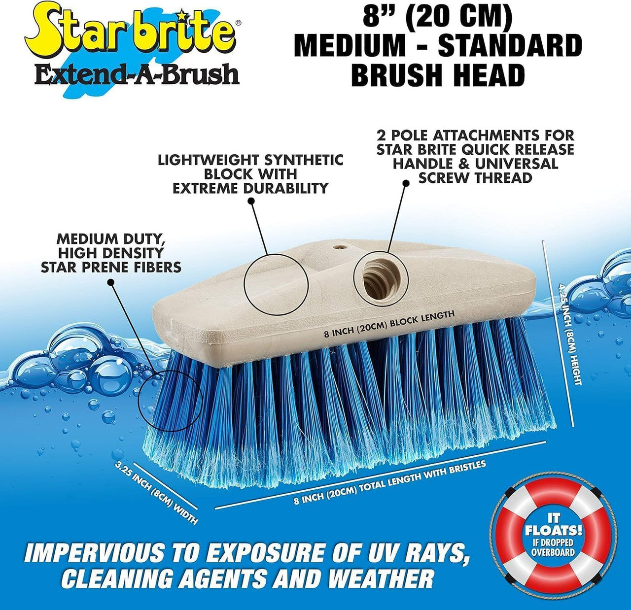 StarBrite Non-Skid Deck Cleaner & Protectant with Medium Brush Head Combo - Protects Against Future Stains & UV - Ideal for Fiberglass, Vinyl, Plastic, Painted & Metal Surfaces - 1 Gallon