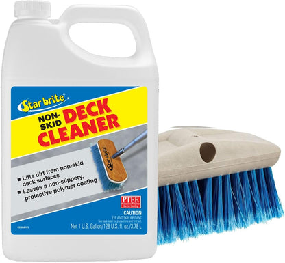 StarBrite Non-Skid Deck Cleaner & Protectant with Medium Brush Head Combo - Protects Against Future Stains & UV - Ideal for Fiberglass, Vinyl, Plastic, Painted & Metal Surfaces - 1 Gallon