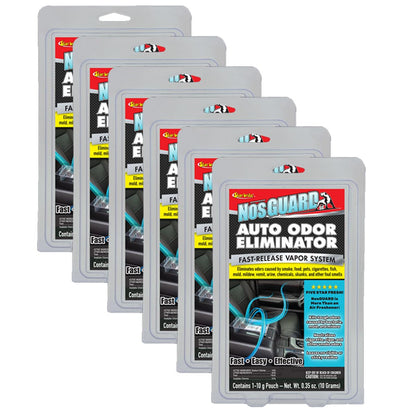 StarBrite NosGUARD SG Auto Odor Eliminator - Quick-Action Vapor System, Eliminates Damp, Musty Smells, Smoke & Pet Odors in Cars within 4-6 Hours - Case of 6