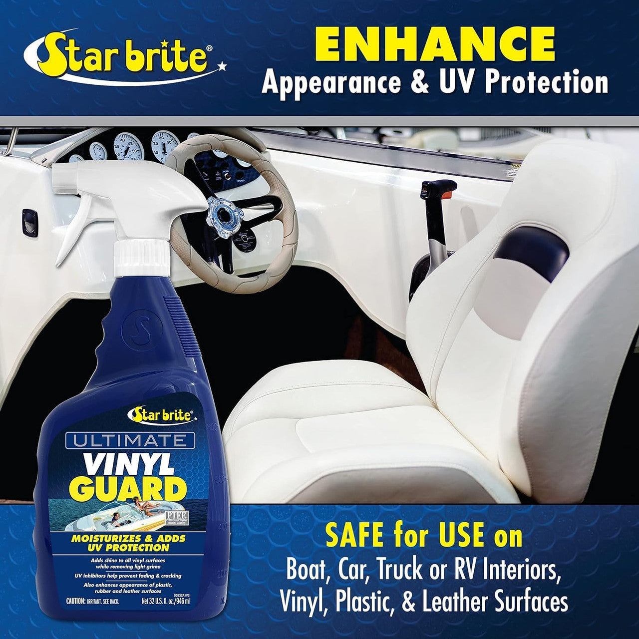 StarBrite One-Step Cleaner Wax 89632 & Ultimate Vinyl Guard 95932 Combo - Protection & Shine - Prevent Fading & Cracking - Keep Vinyl, Leather, Plastic & Rubber