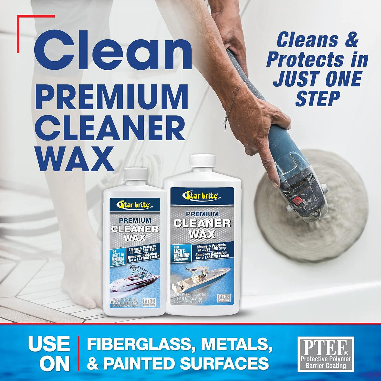 StarBrite One Step Heavy Duty Cleaner Wax w/PTEF Metals, Fiberglass, & Painted Surfaces 32 oz 089632-2 Pack