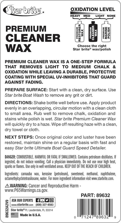 StarBrite One Step Heavy Duty Cleaner Wax w/PTEF Metals, Fiberglass, & Painted Surfaces 32 oz 089632-2 Pack