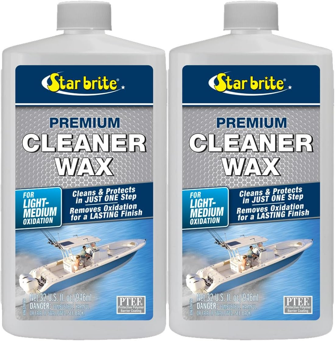 StarBrite One Step Heavy Duty Cleaner Wax w/PTEF Metals, Fiberglass, & Painted Surfaces 32 oz 089632-2 Pack