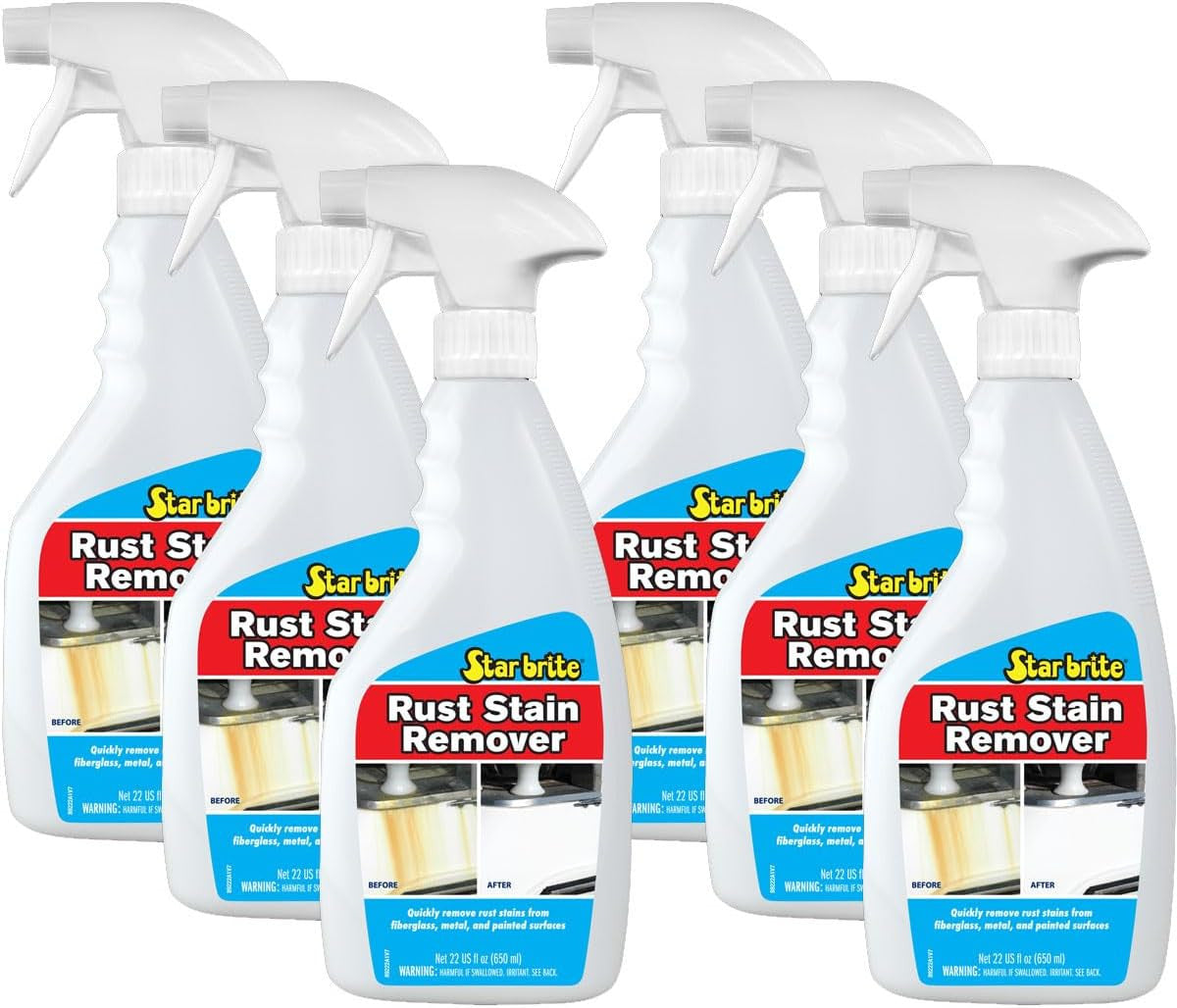 StarBrite Rust Stain Remover Spray 22 oz - Instantly Dissolve Corrosion Stains on Fiberglass, Vinyl, Fabric, Metal & Painted Surfaces - Also Removes Sprinkler Stains - Case of 6