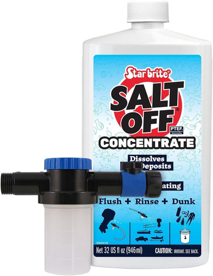 StarBrite Salt Off Concentrate All-in-One Kit - Ultimate Salt Remover & Marine Engine Flush - 1 Gallon with 32 Oz. Bottle and Applicator - Perfect for Outboard Motor Flush & Washing Salt Deposits Away