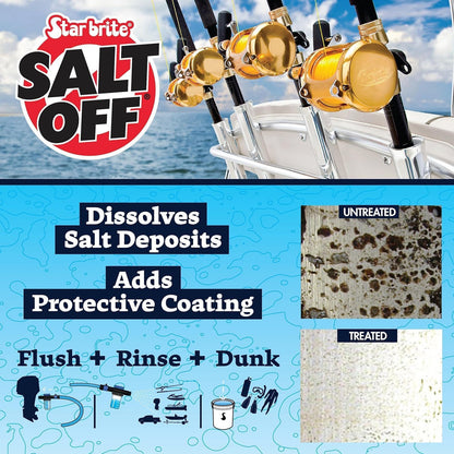 StarBrite Salt Off Concentrate All-in-One Kit - Ultimate Salt Remover & Marine Engine Flush - 1 Gallon with 32 Oz. Bottle and Applicator - Perfect for Outboard Motor Flush & Washing Salt Deposits Away