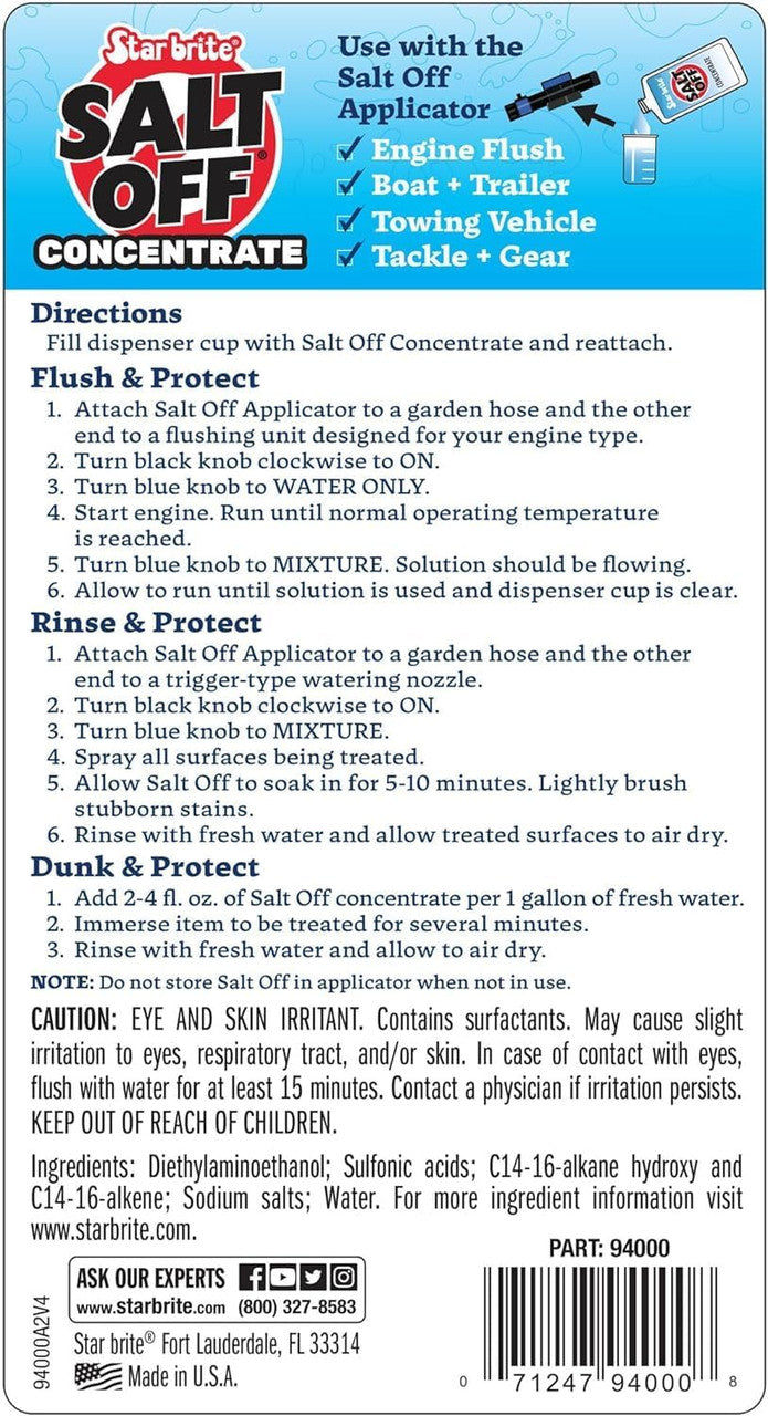 StarBrite Salt Off Concentrate All-in-One Kit - Ultimate Salt Remover & Marine Engine Flush - 1 Gallon with 32 Oz. Bottle and Applicator - Perfect for Outboard Motor Flush & Washing Salt Deposits Away