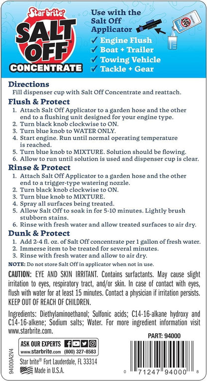 StarBrite Salt Off Concentrate All-in-One Kit - Ultimate Salt Remover & Marine Engine Flush - 1 Gallon with 32 Oz. Bottle and Applicator - Perfect for Outboard Motor Flush & Washing Salt Deposits Away