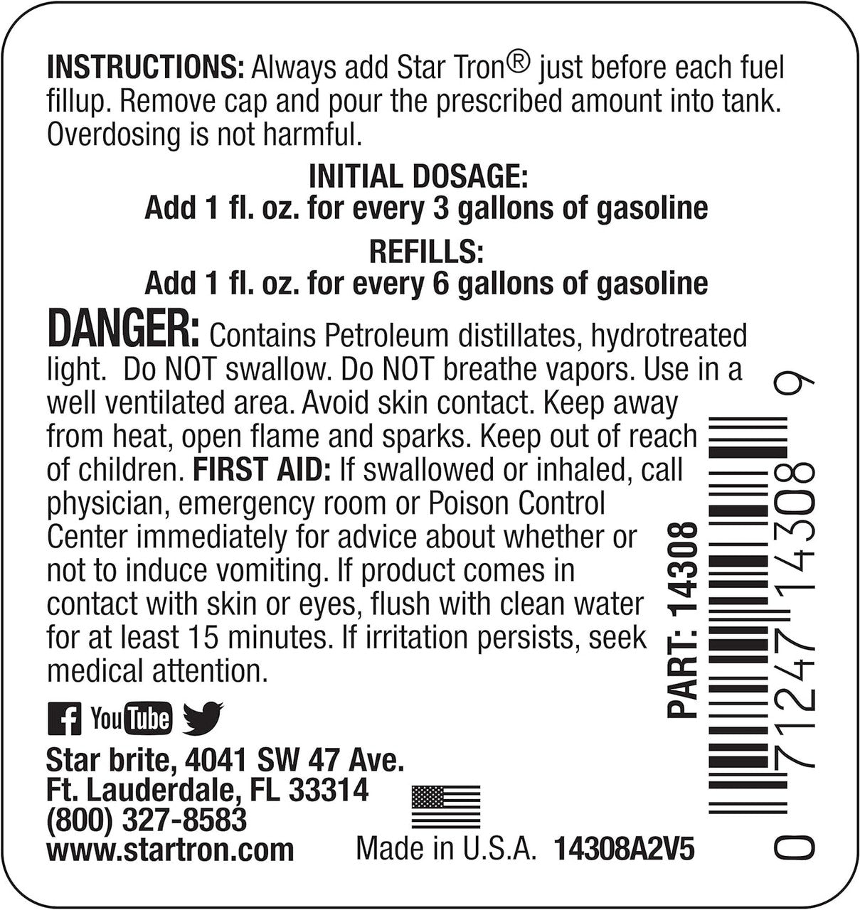 4-Pack Star Tron 8oz SEF Gasoline Additive Classic Gas Formula Star Brite 14308