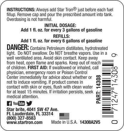 4-Pack Star Tron 8oz SEF Gasoline Additive Classic Gas Formula Star Brite 14308