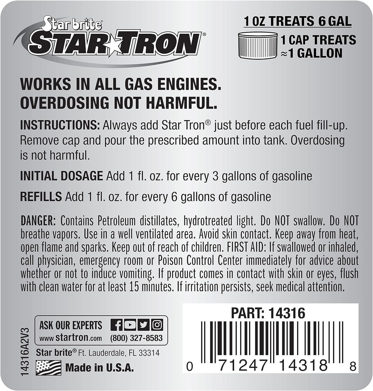 StarBrite Star Tron Enzyme Fuel Treatment, Small Engine Formula, 16 Fl Oz Treats up to 96 Gallons Gas Additive Rejuvenates & Stabilizes Old Gasoline, Cures & Prevents Ethanol Problems - 4 Pack