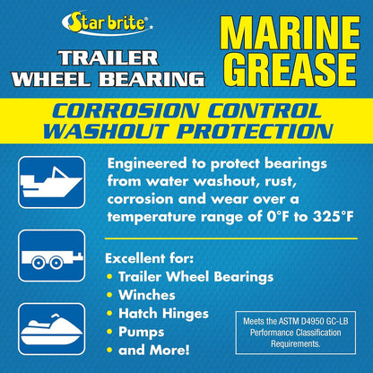 StarBrite Trailer Wheel Bearing Grease NLG#2 - Advanced Marine-Grade Protection Against Rust, Corrosion & Water Washout - 2 Pack