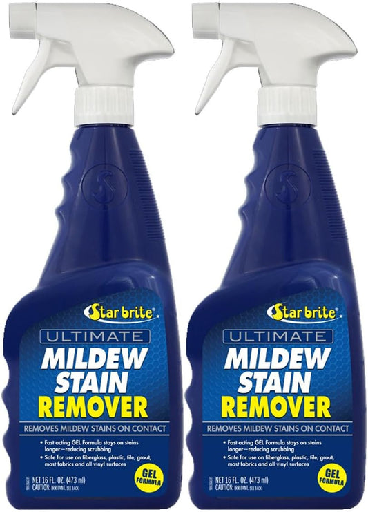 StarBrite Ultimate Mildew Stain Remover - Fast Acting Gel Spray Formula Stays On Stains Longer To Reduce Scrubbing 16 oz - 2 Pack