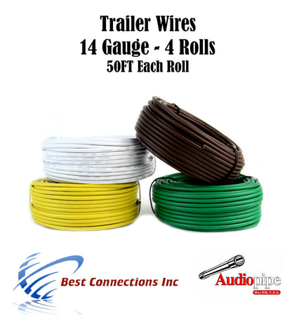 Trailer Light Cable Wiring For Harness 50 Feet 14 Gauge 4 Wire 4 colors