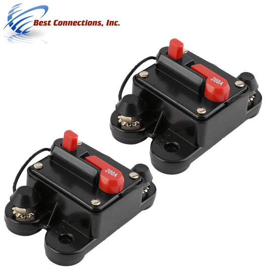 200 Amp Inline Circuit Breaker 12V-24V Marine Car Audio 200A Manual Reset 2-Pack