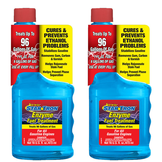 StarBrite Star Tron Enzyme Fuel Treatment, Small Engine Formula, 16 Fl Oz Treats up to 96 Gallons Gas Additive Rejuvenates & Stabilizes Old Gasoline, Cures & Prevents Ethanol Problems - 2 Pack