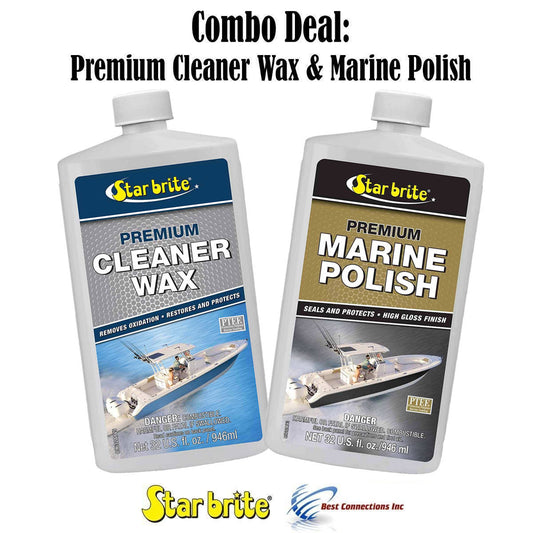 Star Brite Premium Cleaner Wax & Marine Polish w/ PTEF Combo Deal 85732 89632