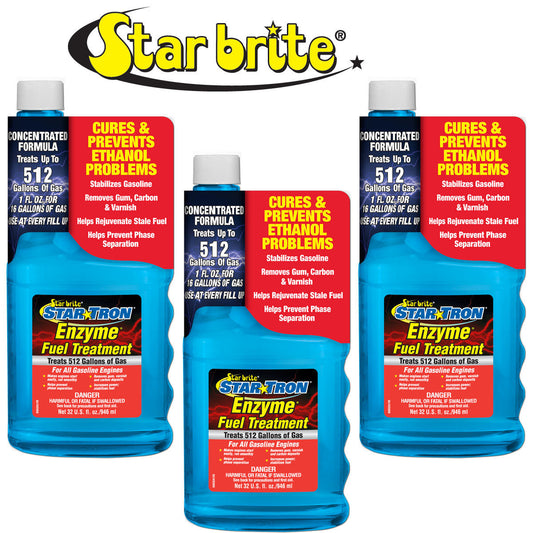 Star Brite Star Tron Enzyme Fuel Treatment Concentrated Gas Formula 32oz -3-Pack